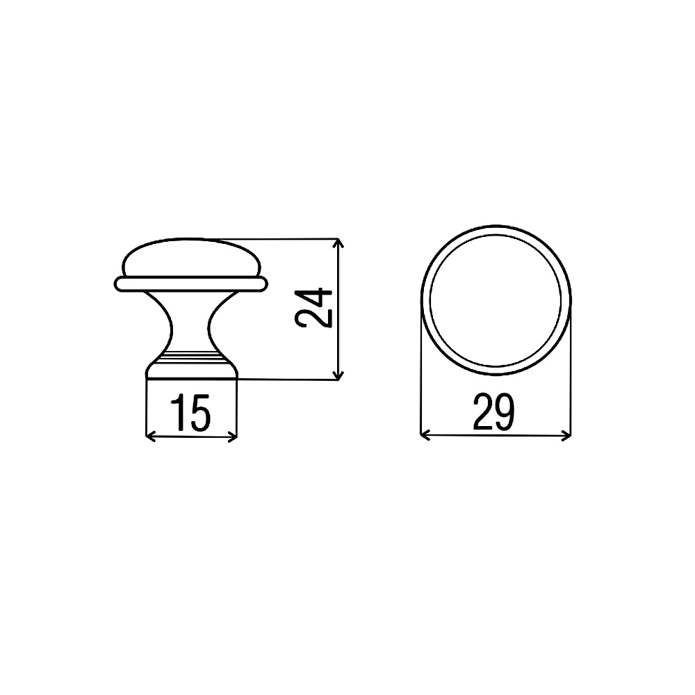 11049 knopka 29mm mosaz - porcelánový ornament