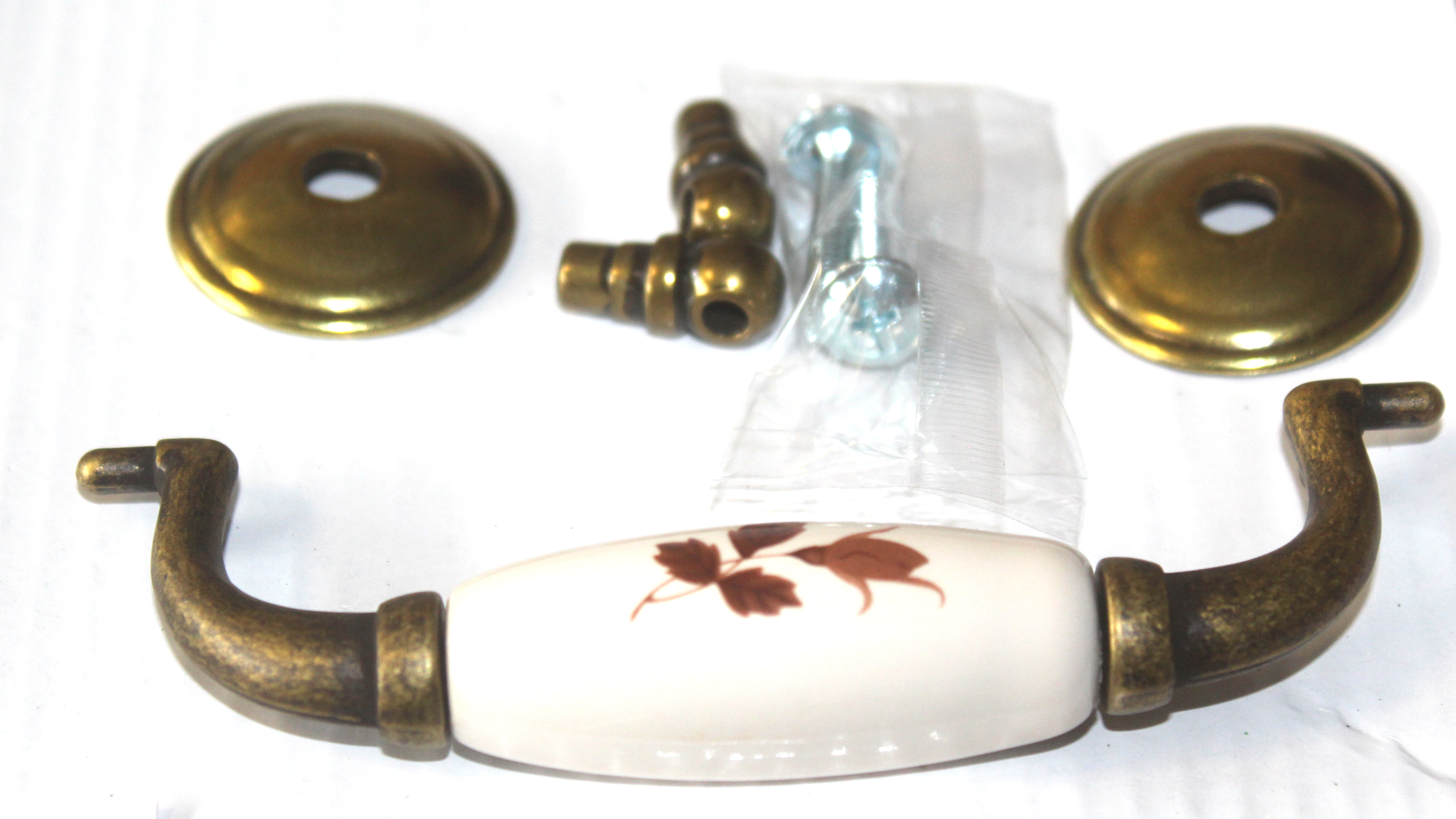 11104-visací úchytka 107mm staromosaz porcelán. podzim