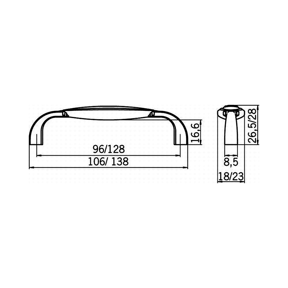12304 úchytka rozteč 96mm chrom lesklý