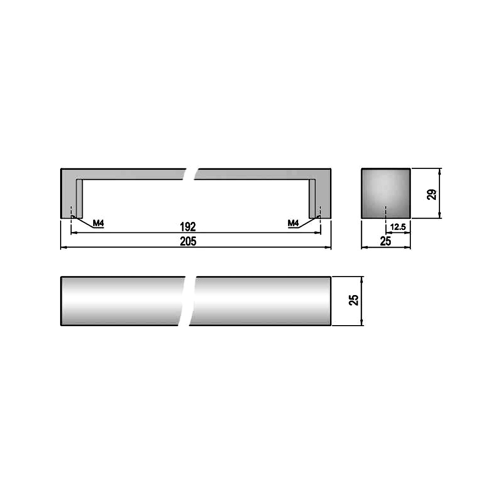 12697 úchytka HOLTR rozteč 192mm Alu efekt
