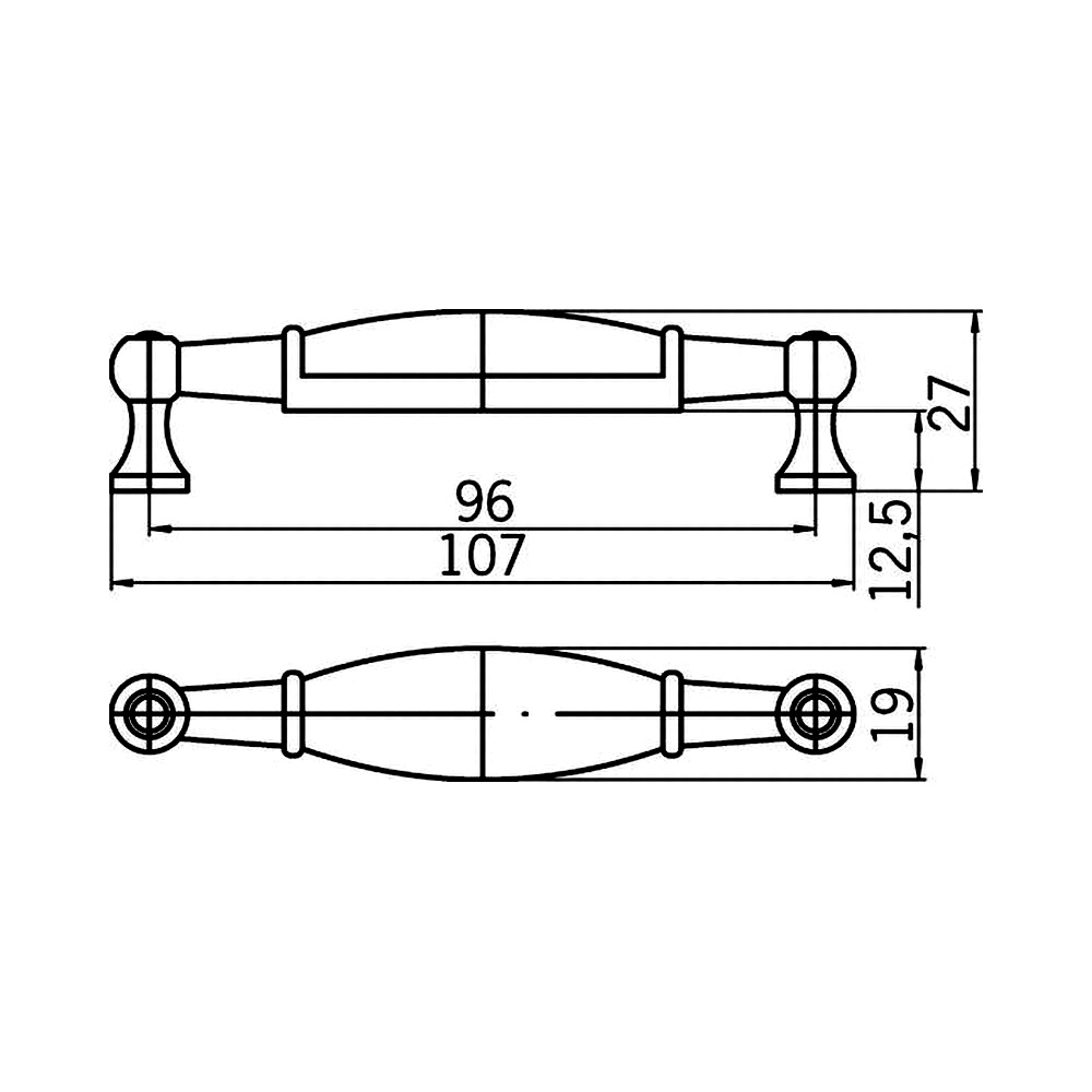 12937 úchytka ERIKA rozteč 96mm staromosaz porcelán