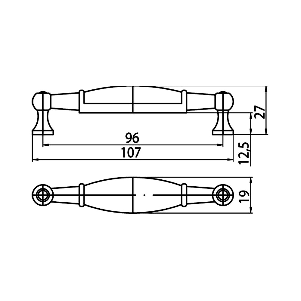 12941 úchytka ERIKA rozteč 96mm st.stříbrná porcelán