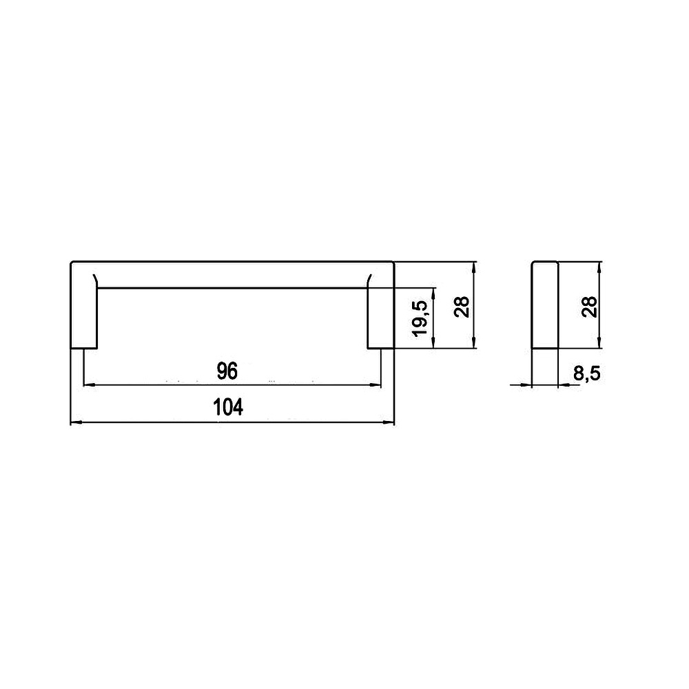 14200 úchytka MILENA 96 rozteč 96mm hliník efekt