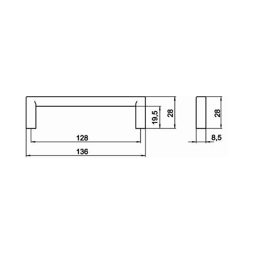 14201 úchytka MILENA 128 rozteč 128mm broušený nik