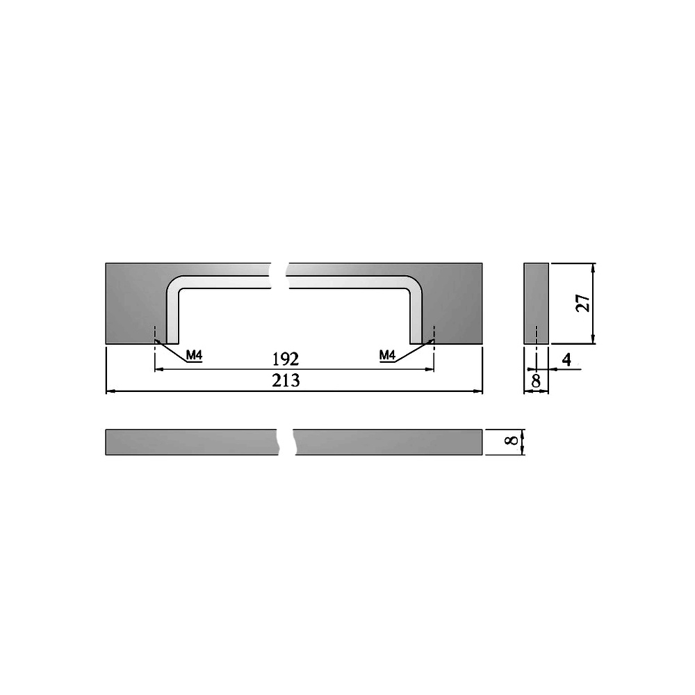 62106 úchytka HANKA rozteč 192mm nikl kartáč