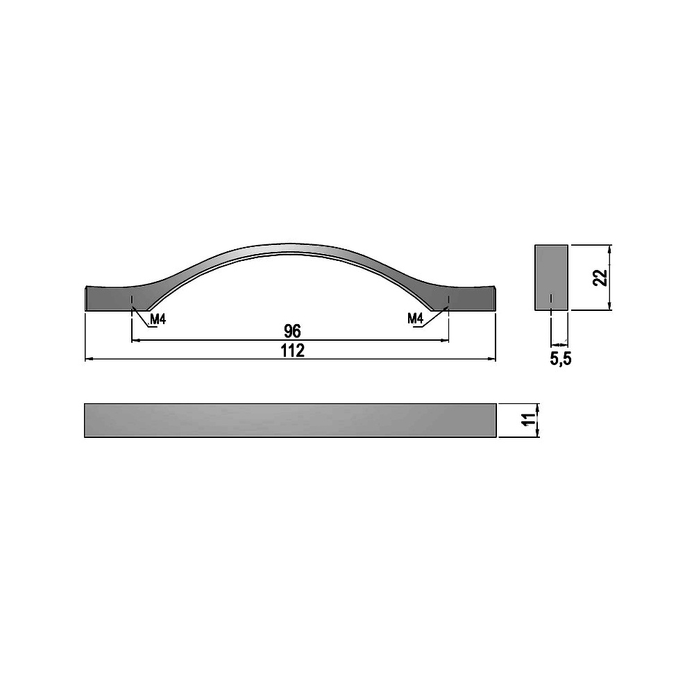 62290 úchytka KARAT rozteč 96mm nikl broušený