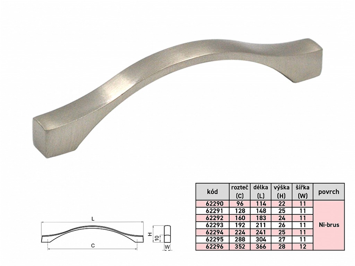 62292 úchytka KARAT rozteč 160mm nikl broušený