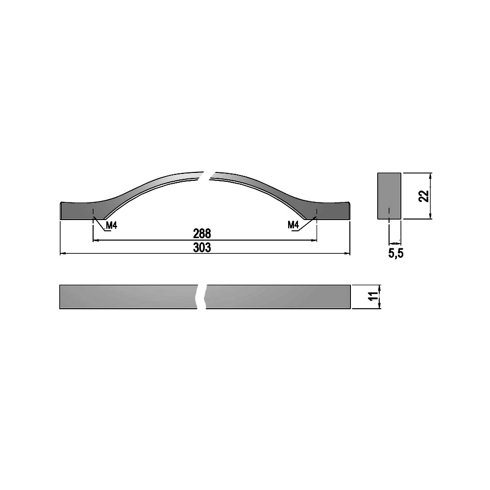 62295 úchytka KARAT rozteč 288mm nikl broušený