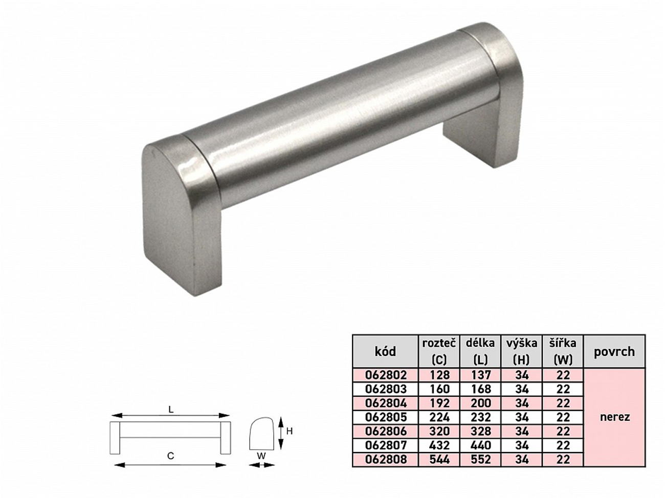 62806 úchytka KARIN rozteč 320mm nerez
