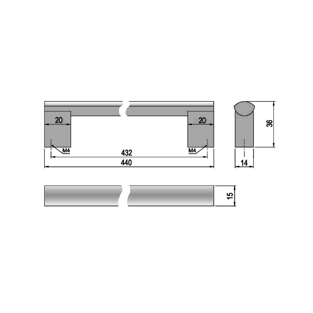 63736 úchytka XAVER rozteč 432mm hliník