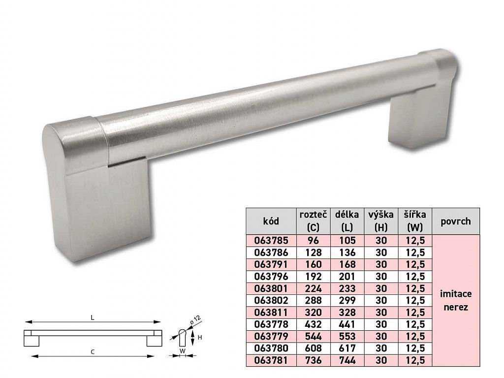63780 úchytka PALOMA rozteč 608mm nerez