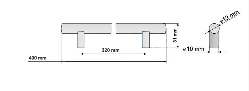 63829 úchytka HRAZDA rozteč 320mm broušený nikl