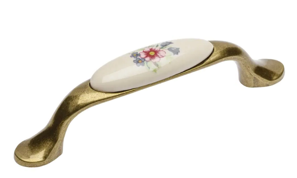 66006-úchytka 96mm porcelán kytka