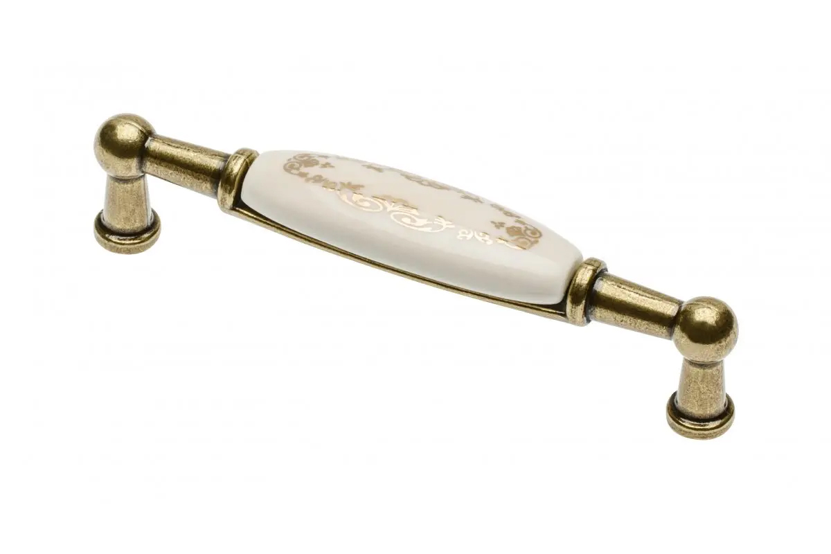 66015-úchytka 96mm porcelán zlatý ornamont