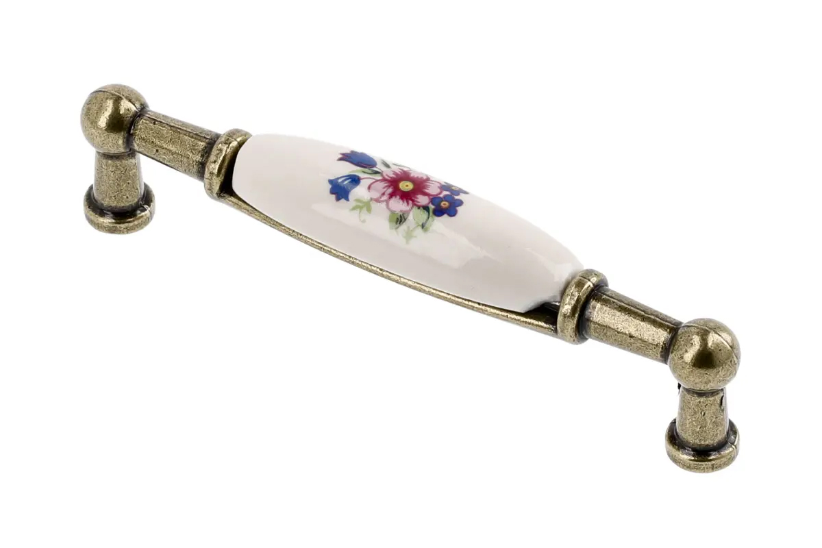 66018-úchytka 96mm porcelán kytka