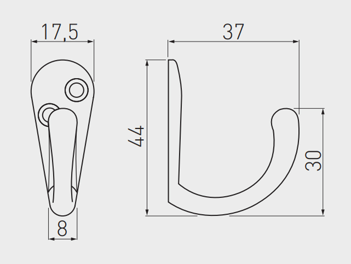 66513- háček H1 Elegance satén nikl