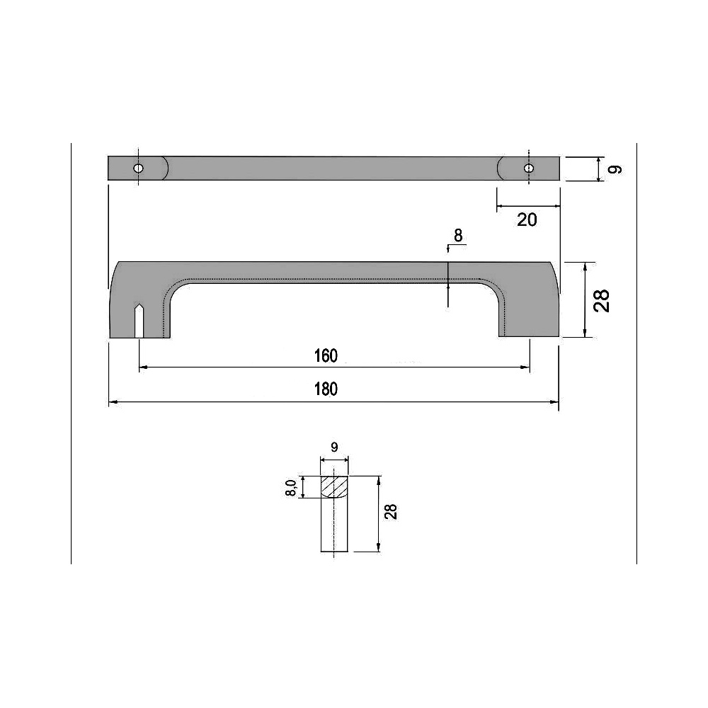 770019 úchytka  CELKA rozteč 160mm broušený nikl