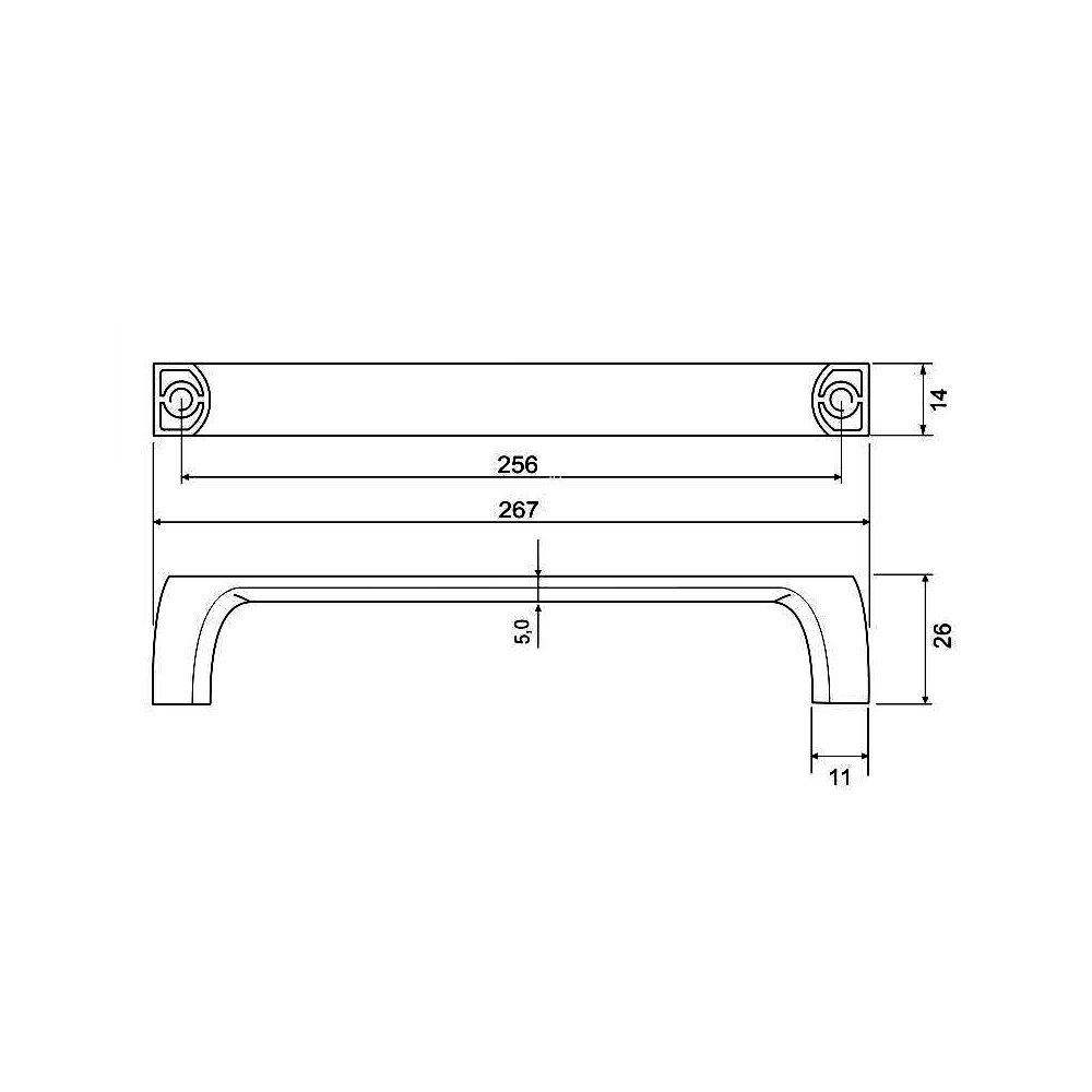 770023 úchytka  HELENA rozteč 256mm satén chrom