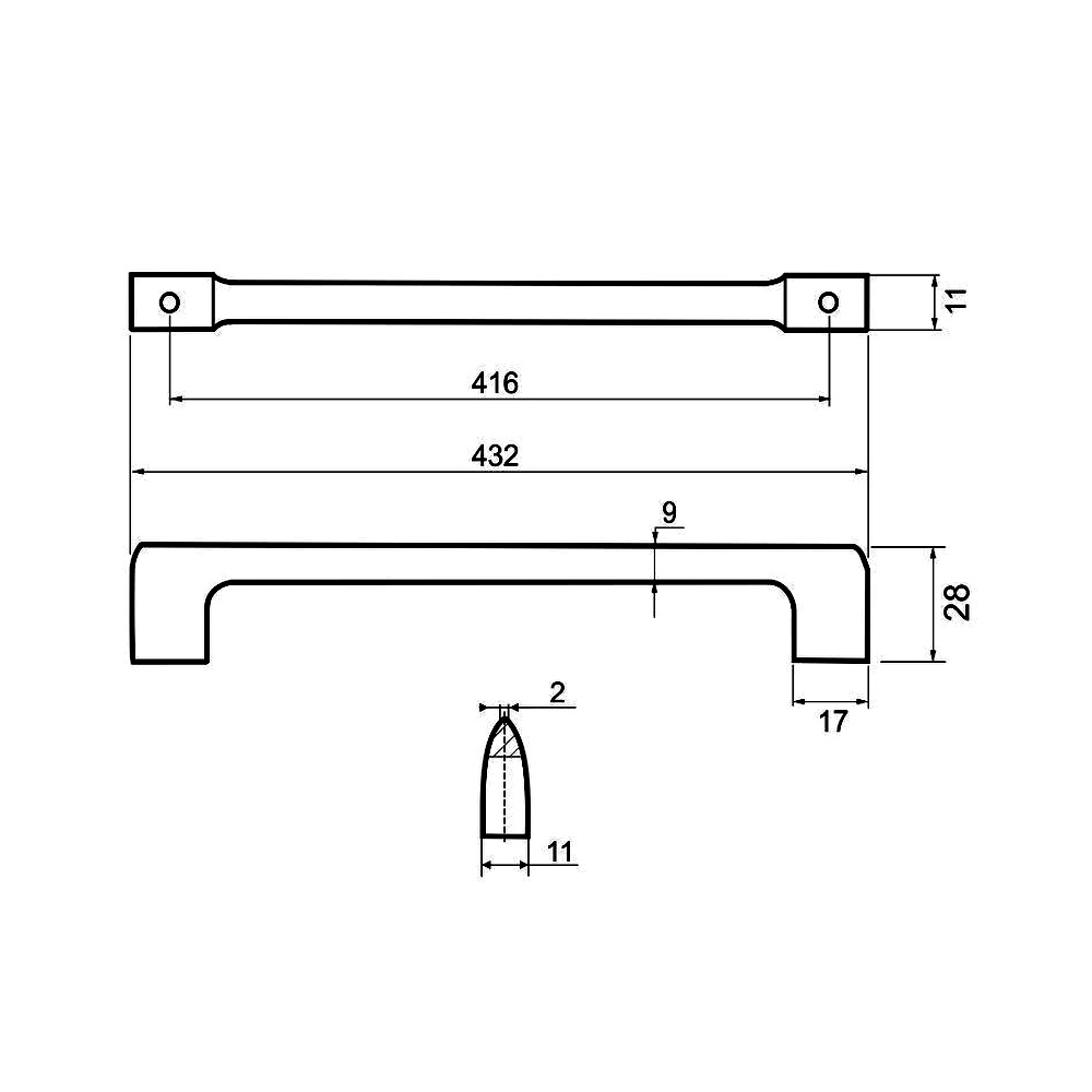 770047 úchytka ADAM rozteč 416mm satén nikl