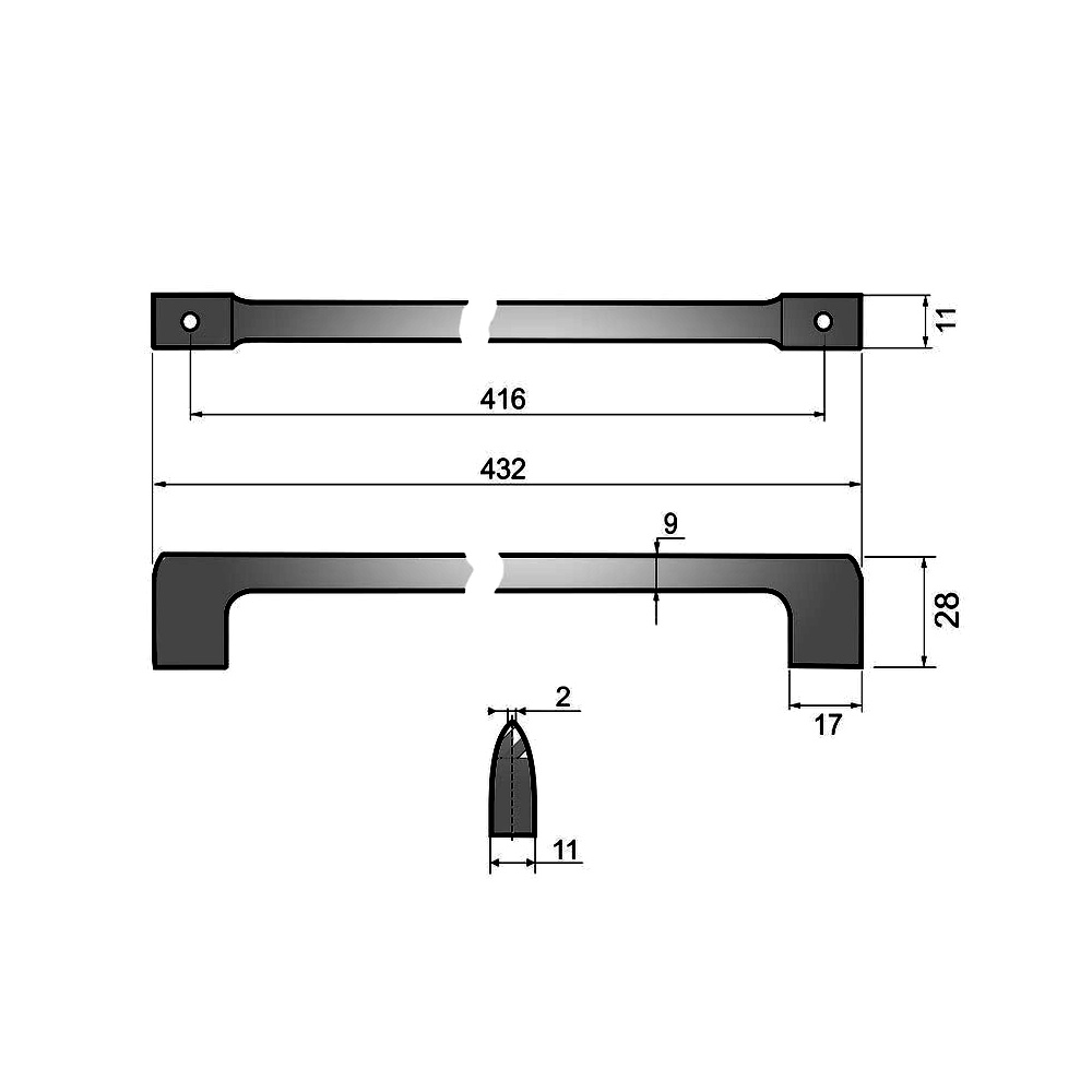 770049 úchytka ADAM rozteč 416mm broušený nikl
