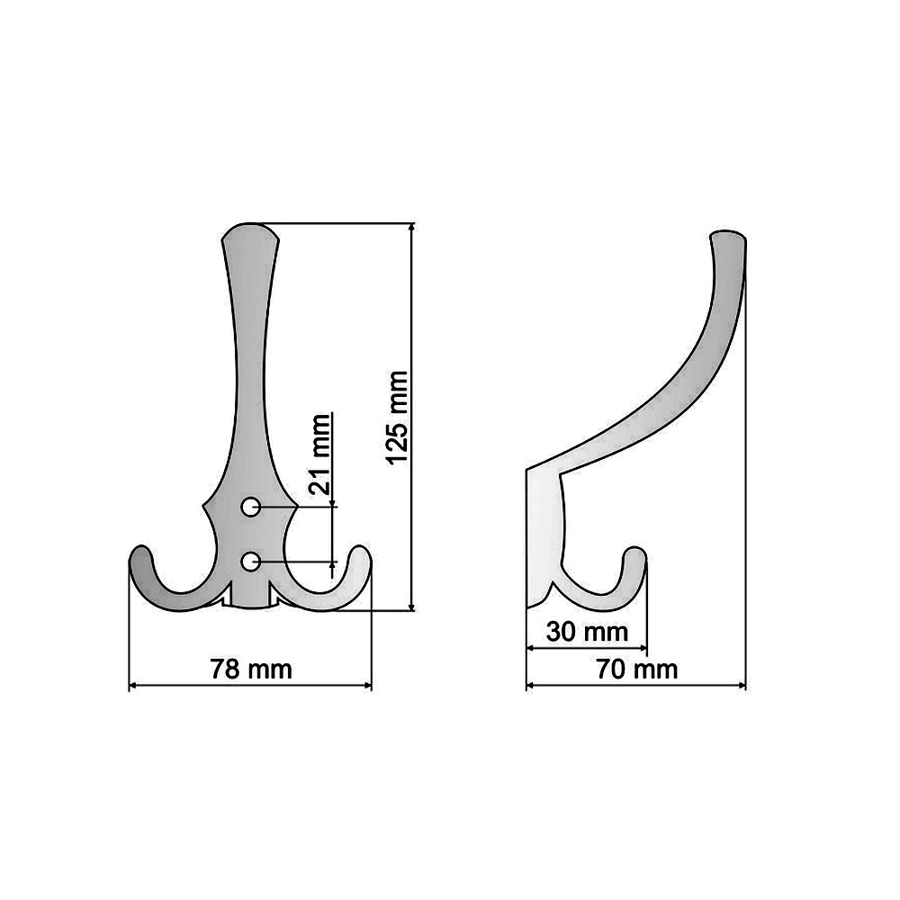 770254 věšák kovový mini OZ-02 broušený nikl