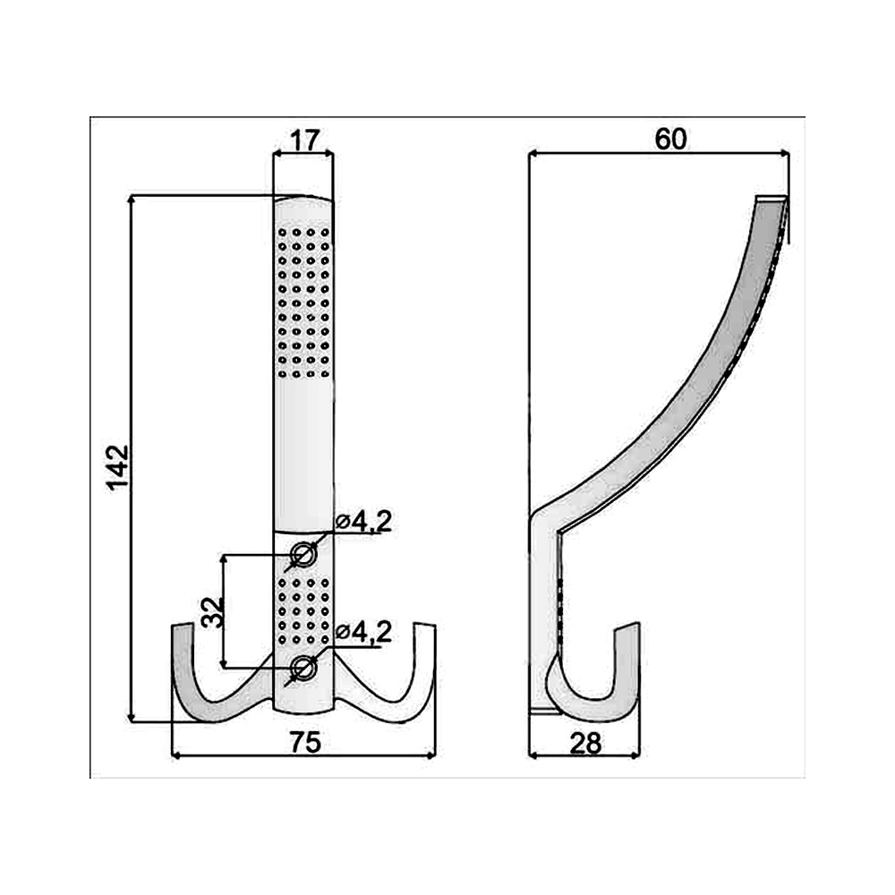 770264 věšák kovový OZ-04 broušený nikl