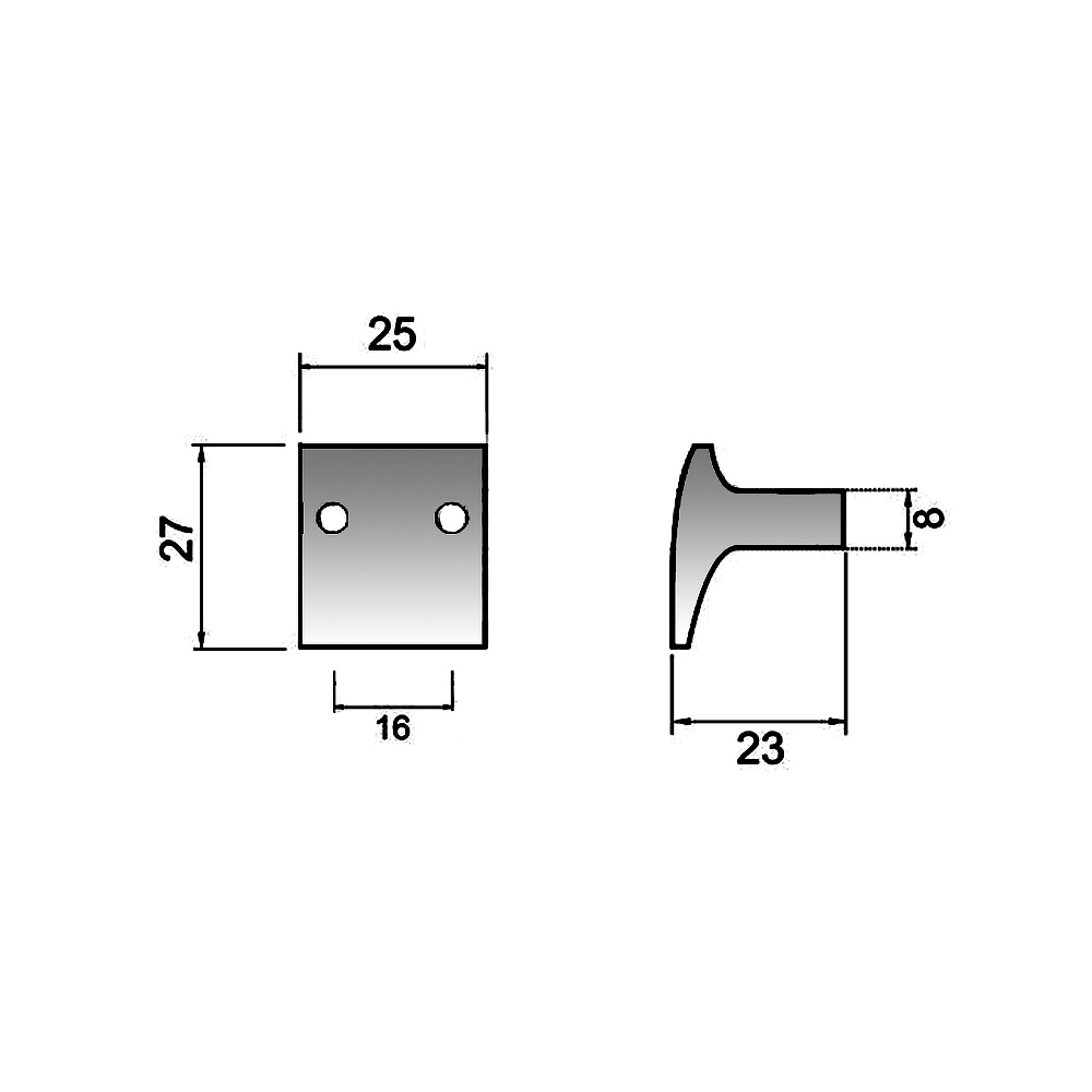 770311 knopka kov rozteč 16mm matný chrom