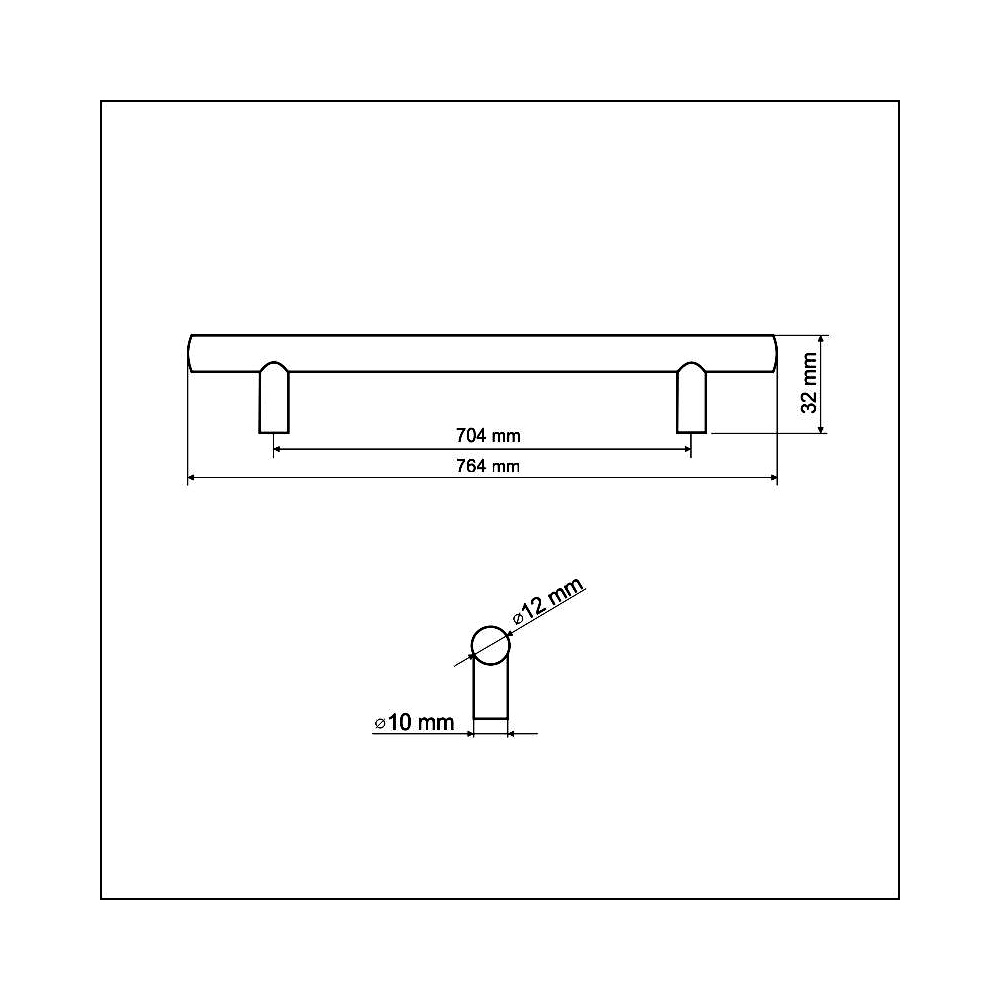 770354 úchytka HRAZDA rozteč 704mm satén nikl
