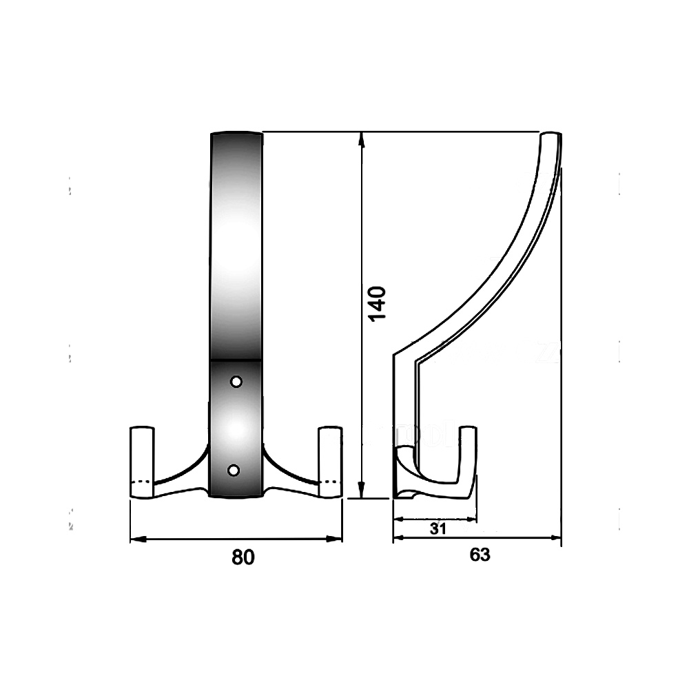 770406 věšák kov stříbrný