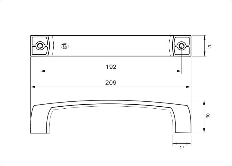 770431 úchytka RADIM rozteč 192mm černý lak