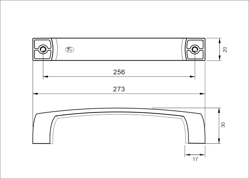 770432 úchytka RADIM rozteč 256mm černý lak