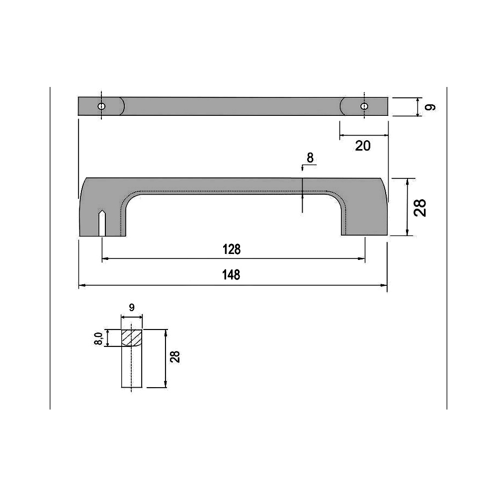 770434 úchytka  CELKA  rozteč 128mm černý lak