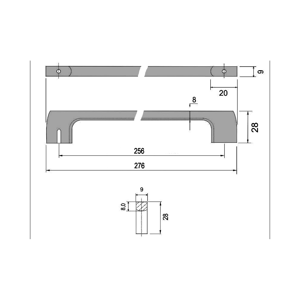 770437 úchytka  CELKA rozteč 256mm černý lak