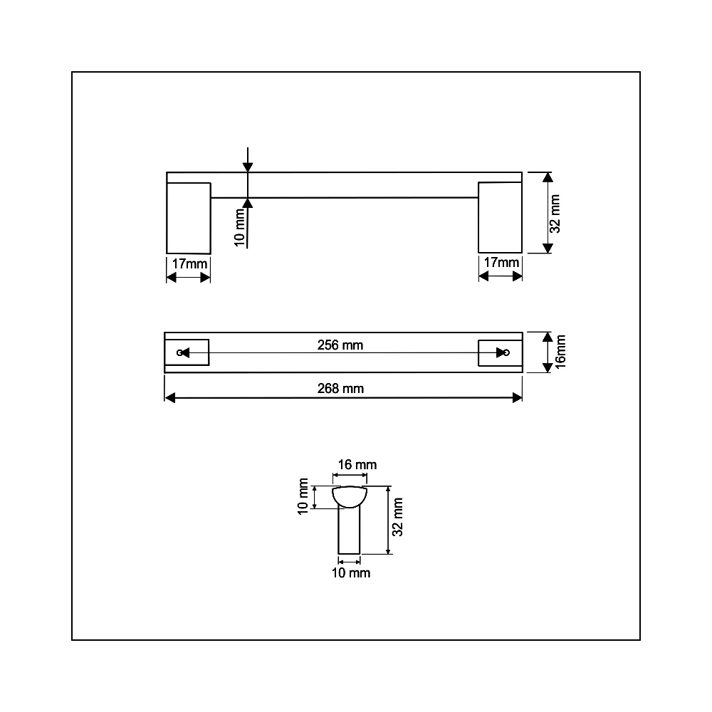 770505 úchytka černá rozteč rozteč 256mm