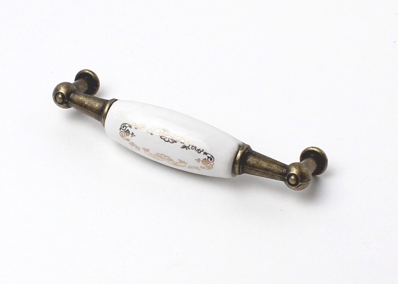 81036-96mm staromosaz porcelán.bílý-zlatý ornam.