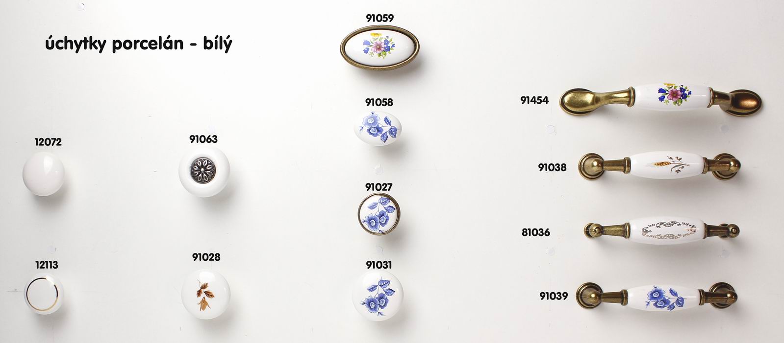 81036-96mm staromosaz porcelán.bílý-zlatý ornam.