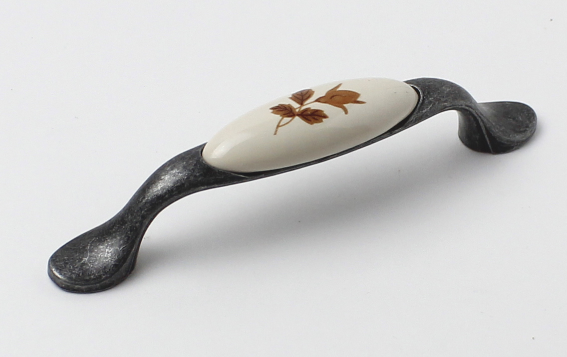 81044- úchytka starostřbro 96mm porcelán. podzim