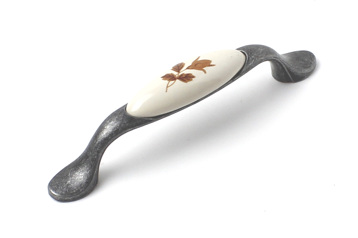 81044- úchytka starostřbro 96mm porcelán. podzim