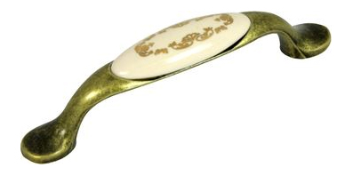 82007 úchytka rozteč 96mm st.mos. porcelán. zlatý ornam