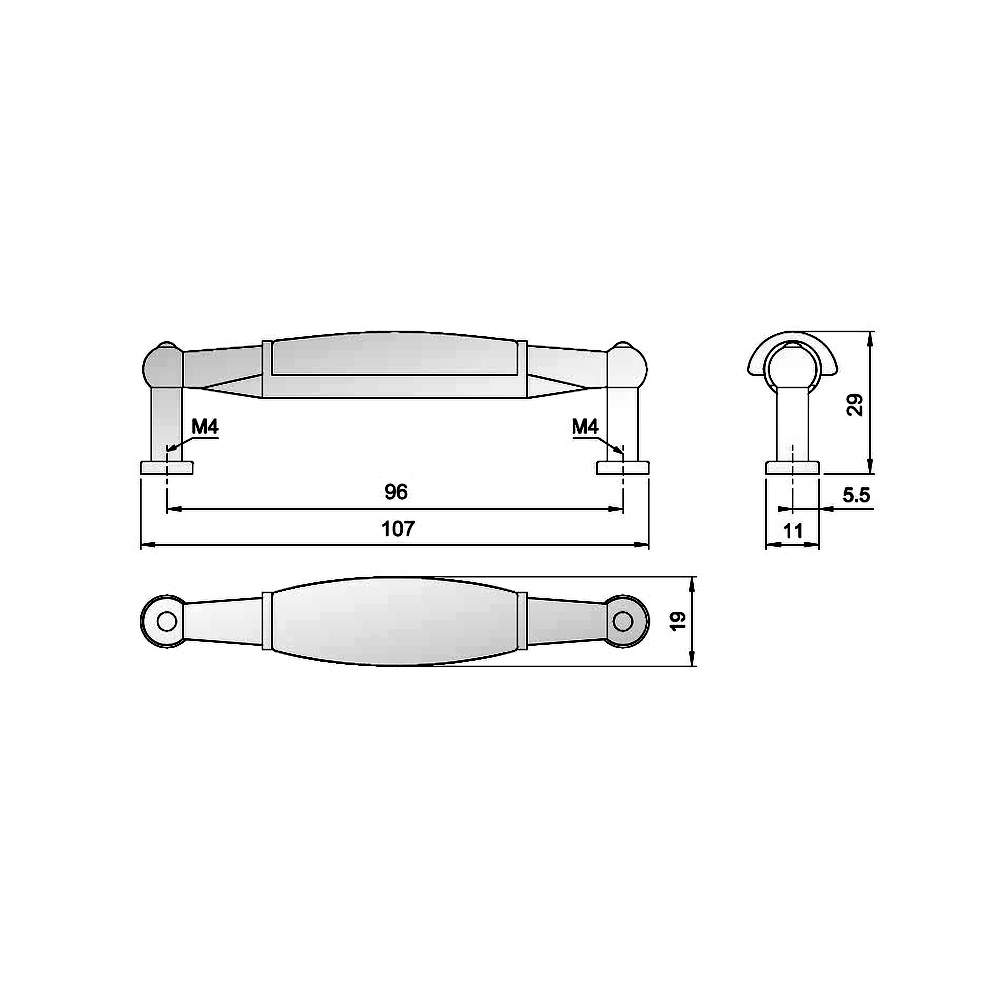84001 úchytka rozteč 96mm staromosaz porcelán. bílý