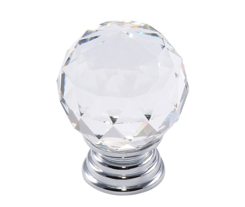 85005 knopka 30mm, křišťál lesklý chrom