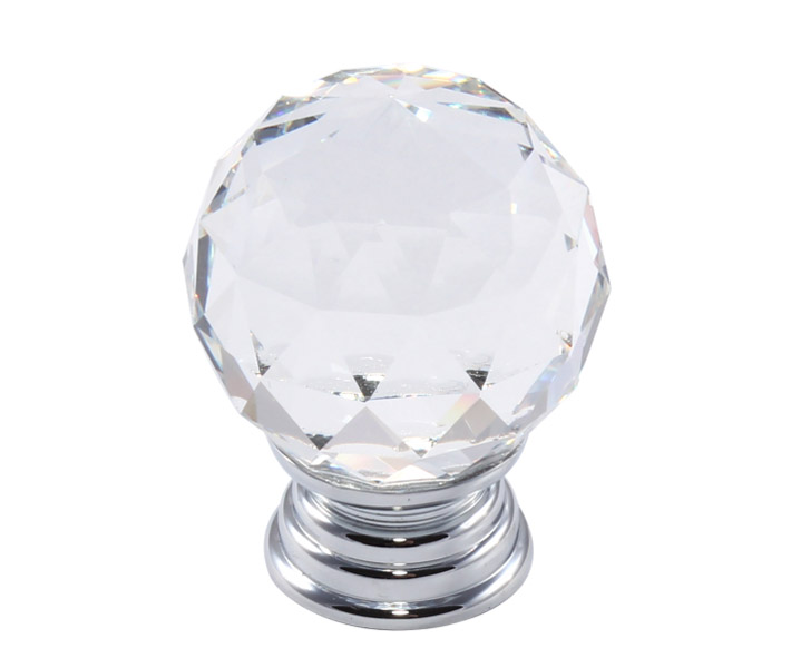 91009 knopka 40mm, křišťál lesklý chrom