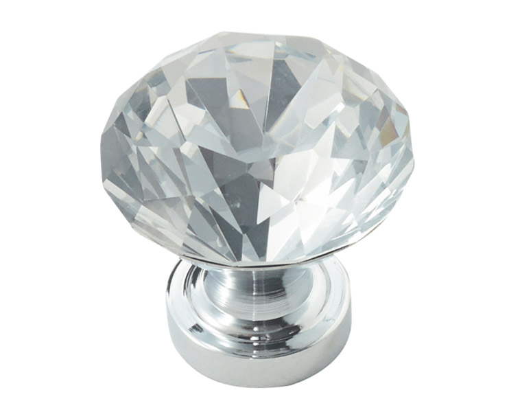 91011 knopka 30mm, křišťál lesklý chrom