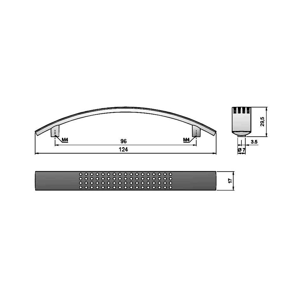 91016 úchytka rozteč 96mm satén chrom -typ Quadro
