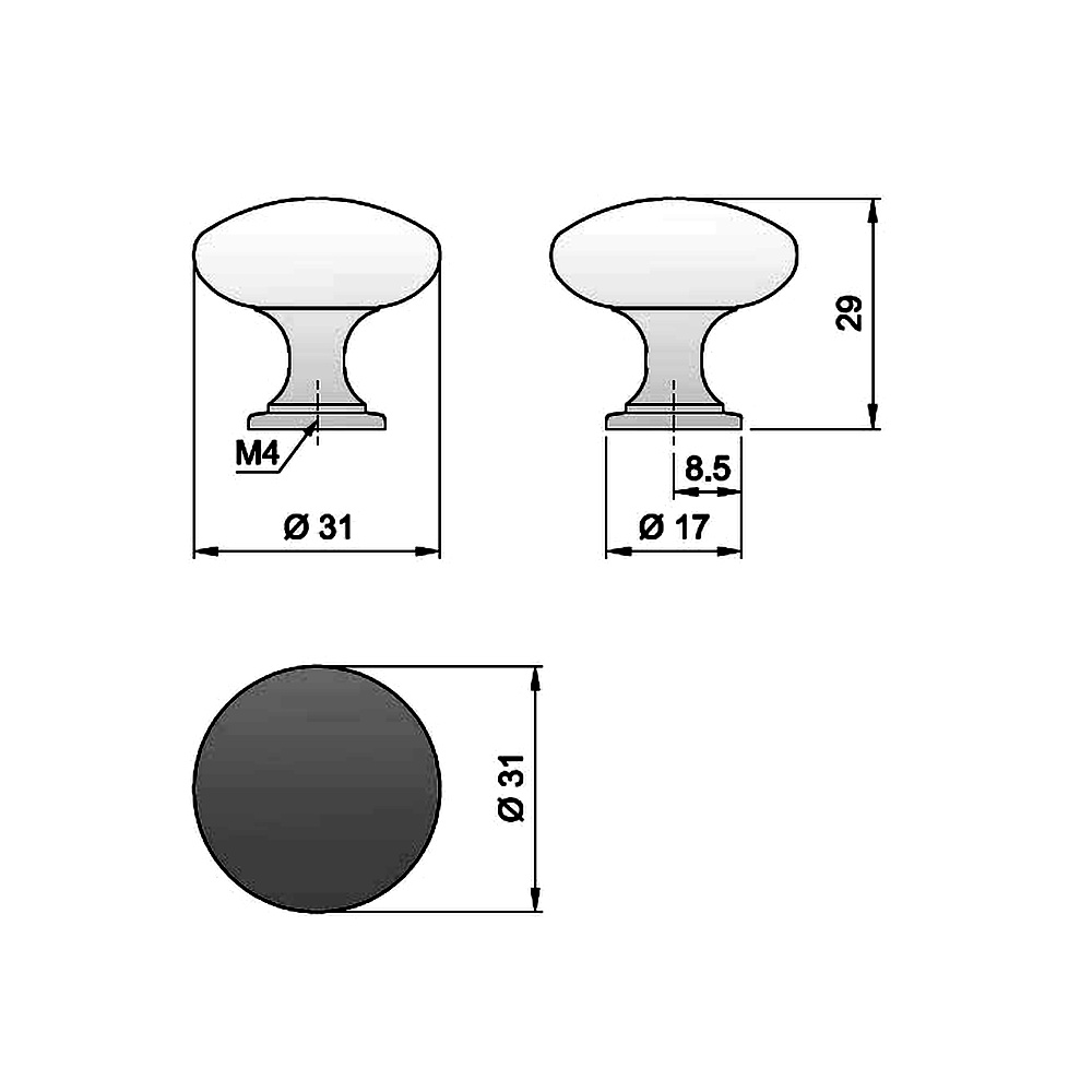 91018-Knopka kovová chrom lesklý pr.30mm