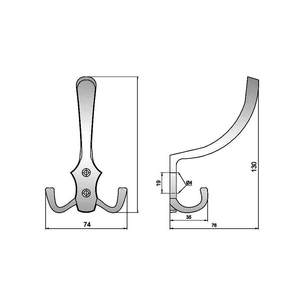 91043 věšák kloboukový mosaz lesklá