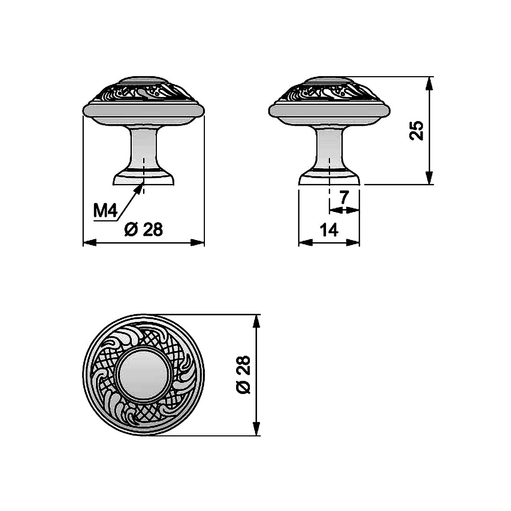 91076 knopka 28mm staromosaz