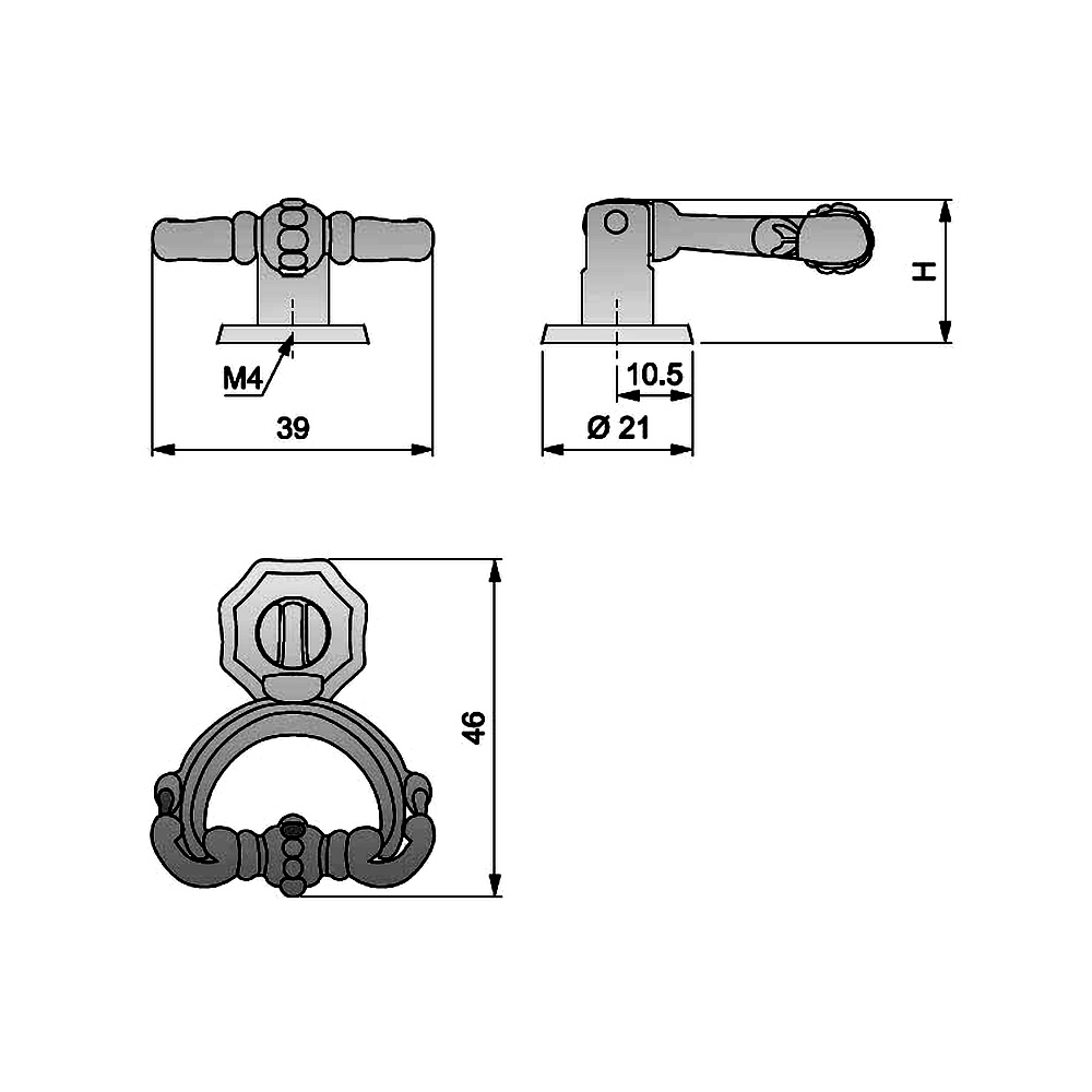 91080 úchytka visací 46x39mm staromosaz