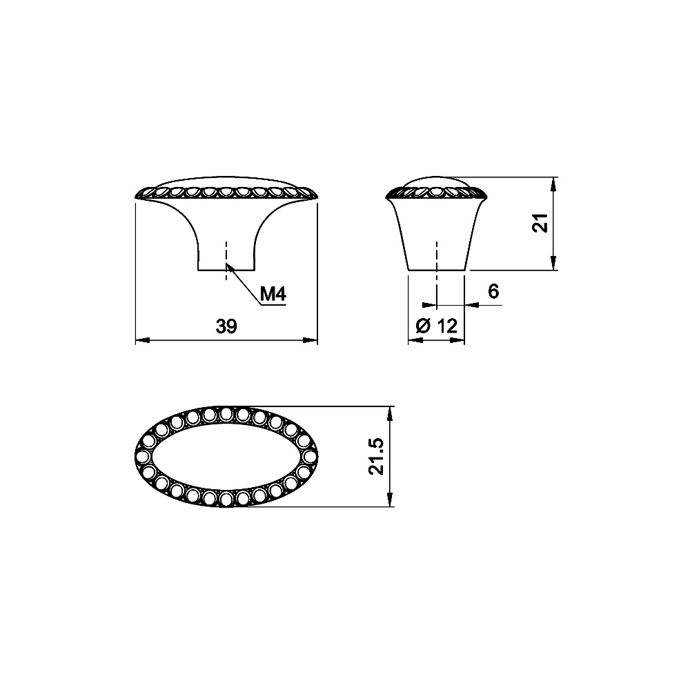 91106 knopka ovál 39mm, staromosaz, rustikální