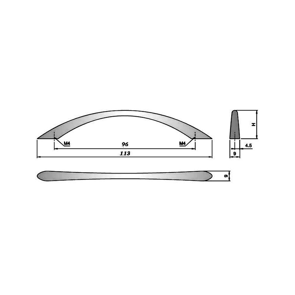 91117 úchytka rozteč 96mm sat.nikl (U020)
